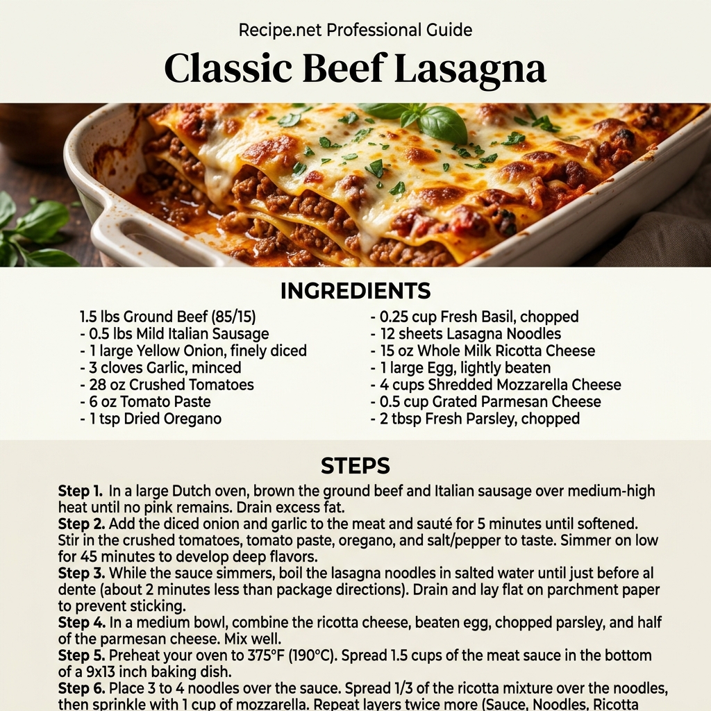 Classic Beef Lasagna Infographic