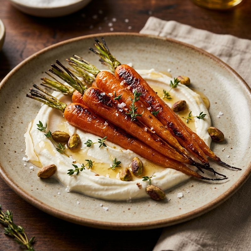 Baked Baby Carrots with Goat’s Curd