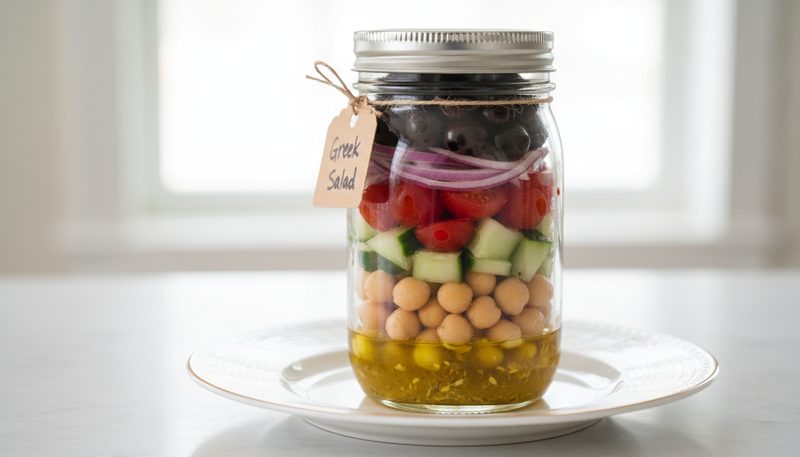 Mason Jar Greek Salads