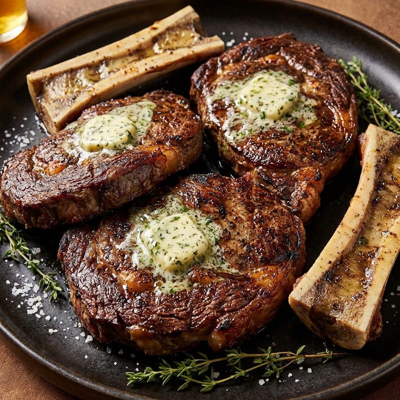 Steak with Bone Marrow Butter