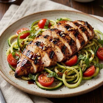 Grilled Balsamic Chicken with Zucchini Noodles