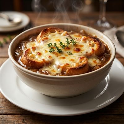 Hearty French Onion Soup with Gruyère Croutons