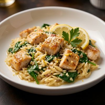 Lemon Chicken and Orzo with Spinach