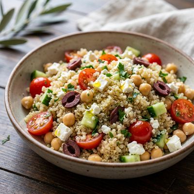 Mediterranean Quinoa Salad with Chickpeas and Feta