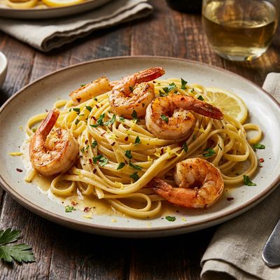 Shrimp Scampi with Linguine and Parsley