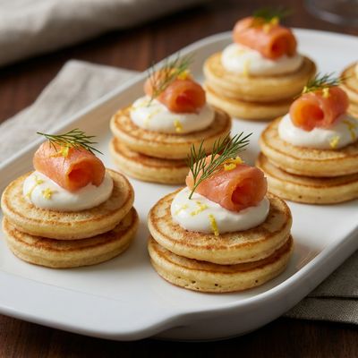 Smoked Salmon Blini Bites with Creme Fraiche