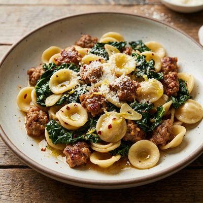 Spicy Italian Sausage and Kale Orecchiette