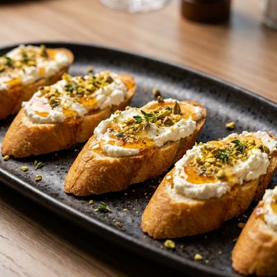 Whipped Feta Crostini with Hot Honey